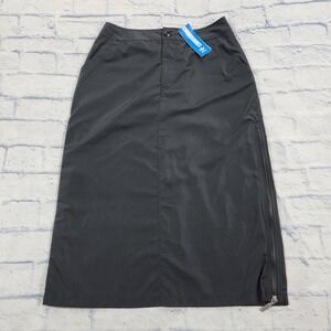 adidas Originals WOMENS SIZE S Black Adicolor Zip Polyester Midi Skirt HF7427